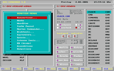 Screenshot des DOS-Comanders